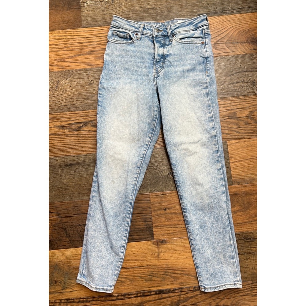 Old Navy OG Straight High Rise Jeans Light Acid Wash Button Fly Extra Stretch 4